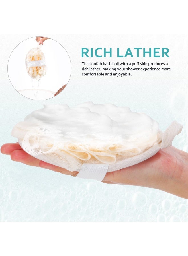 MOMENT Double Sided Natural Loofah Exfoliating Body Scrubber and Mesh Pouf Bath Sponges for Shower Loofah Pad, Pink - Image 5