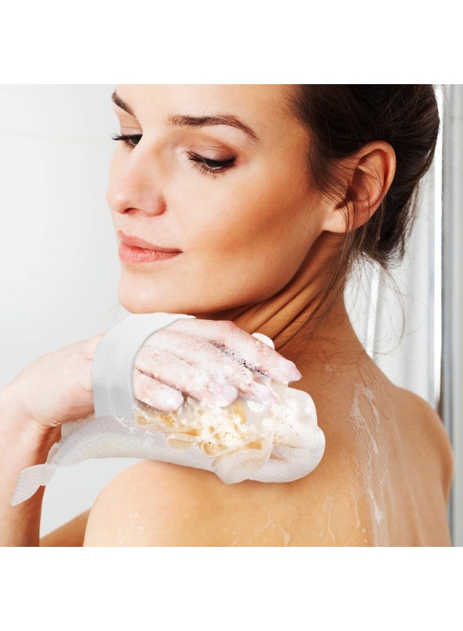 MOMENT Double Sided Natural Loofah Exfoliating Body Scrubber and Mesh Pouf Bath Sponges for Shower Loofah Pad, Pink - Image 2