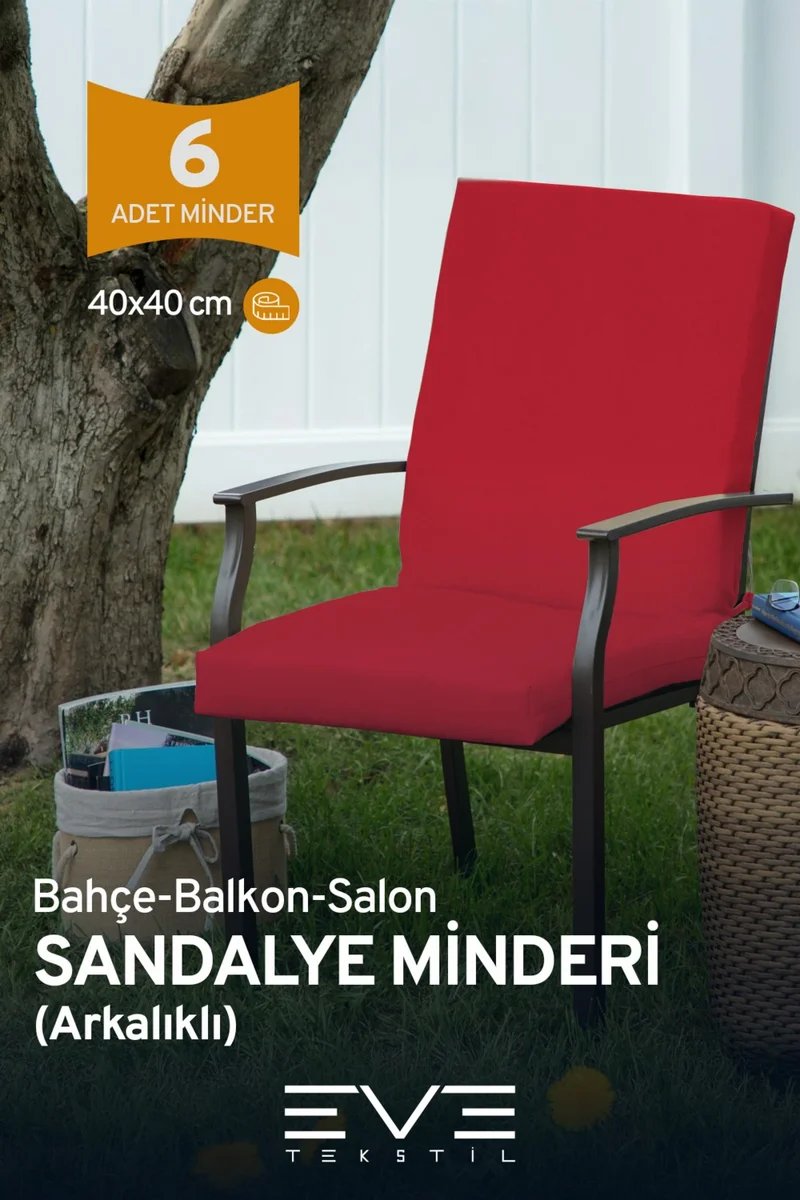 ايفي تكستل Garden - Living Room - Balcony Backrest Zippered Connectable Washable Chair Cushion 6 Pieces