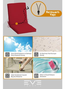 Eve Tekstil Garden - Living Room - Balcony Backrest Zippered Connectable Washable Chair Cushion 6 Pieces  - Image 4