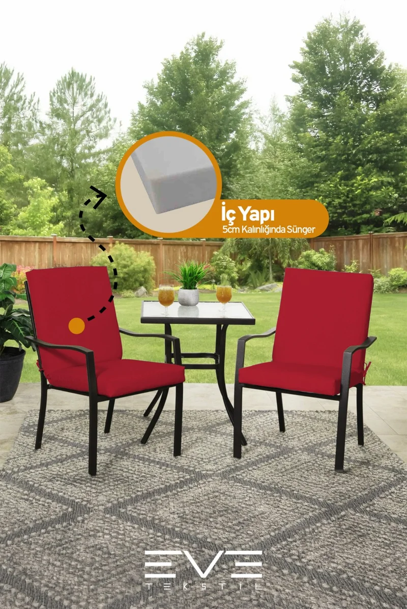 ايفي تكستل Garden - Living Room - Balcony Backrest Zippered Connectable Washable Chair Cushion 6 Pieces