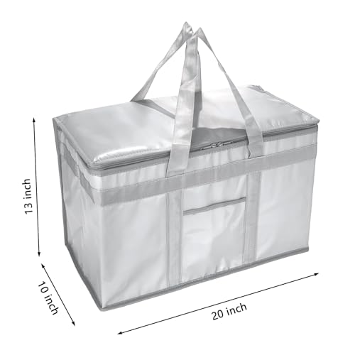 Yalin XXXL Large Insulated Cooler Bag, Styrofoam Cooler of Keep Food Hot or Cold, Reusable Double Zipper Food Delivery Bag for Grocery Shopping, 23" W x 15" H x 14" D (Grey, XXL (Pro)) - Image 5