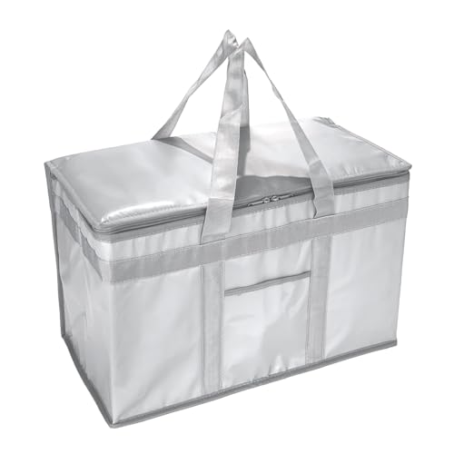 Yalin XXXL Large Insulated Cooler Bag, Styrofoam Cooler of Keep Food Hot or Cold, Reusable Double Zipper Food Delivery Bag for Grocery Shopping, 23" W x 15" H x 14" D (Grey, XXL (Pro)) - Image 1