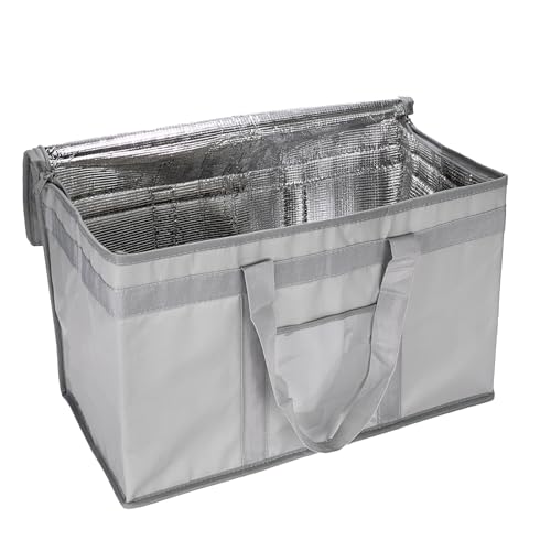 Yalin XXXL Large Insulated Cooler Bag, Styrofoam Cooler of Keep Food Hot or Cold, Reusable Double Zipper Food Delivery Bag for Grocery Shopping, 23" W x 15" H x 14" D (Grey, XXL (Pro)) - Image 2