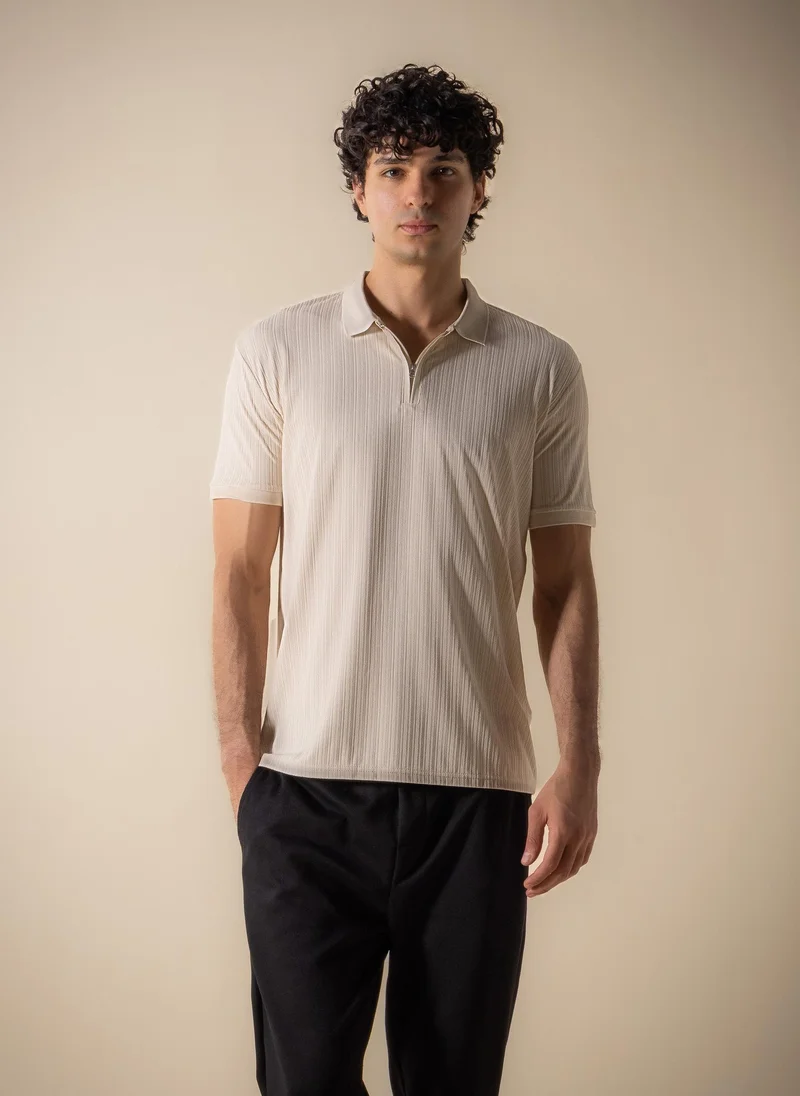 شايبس VERTICAL TEXTURED SLIM POLO SHIRT
