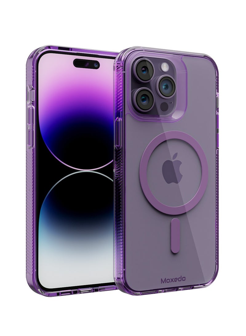 Moxedo Magnetic Protective Case 360 Protection Clear Case Hard PC with Built-in Strong Magnets Compatible with Magnetic Safe Designed for iPhone 14 Pro Max 6.7 inch (Purple) - Image 1