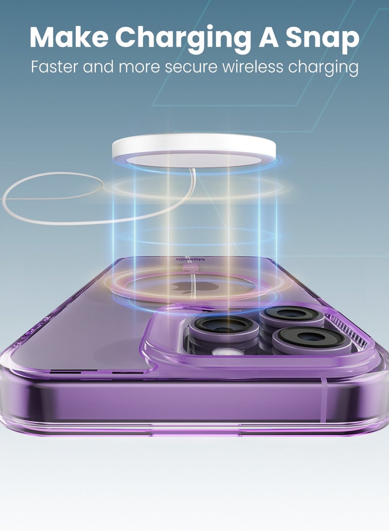 Moxedo Magnetic Protective Case 360 Protection Clear Case Hard PC with Built-in Strong Magnets Compatible with Magnetic Safe Designed for iPhone 14 Pro Max 6.7 inch (Purple) - Image 2