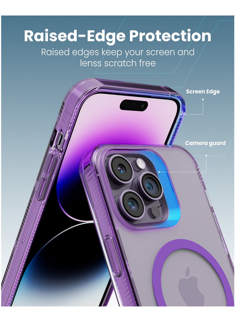 Moxedo Magnetic Protective Case 360 Protection Clear Case Hard PC with Built-in Strong Magnets Compatible with Magnetic Safe Designed for iPhone 14 Pro Max 6.7 inch (Purple) - Image 4