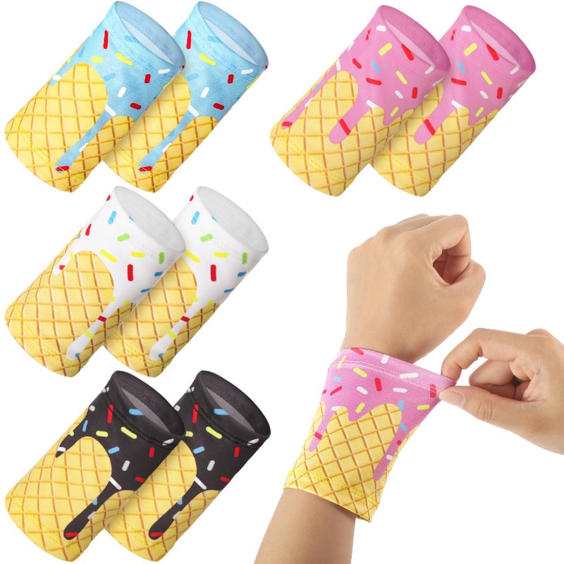 Cutecrop 4 Pairs Baseball Ice Cream Themed Drip Wristbands Sports Cooling Non Slip Wristbands Gift for Running Gym Party Favors (Classic) - Image 1