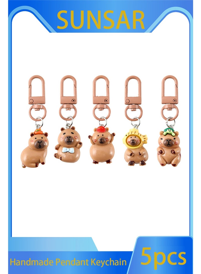 SUNSAR 5 Pcs Cute Keychain Capybara Keychains Women Girl Keychains Kawaii Keychain Accessories Bag Charm Keychain - Image 1