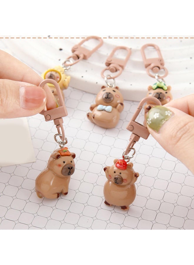 SUNSAR 5 Pcs Cute Keychain Capybara Keychains Women Girl Keychains Kawaii Keychain Accessories Bag Charm Keychain - Image 3