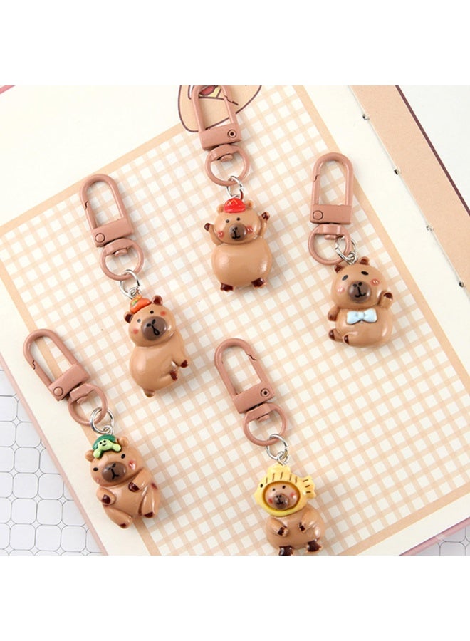 SUNSAR 5 Pcs Cute Keychain Capybara Keychains Women Girl Keychains Kawaii Keychain Accessories Bag Charm Keychain - Image 4