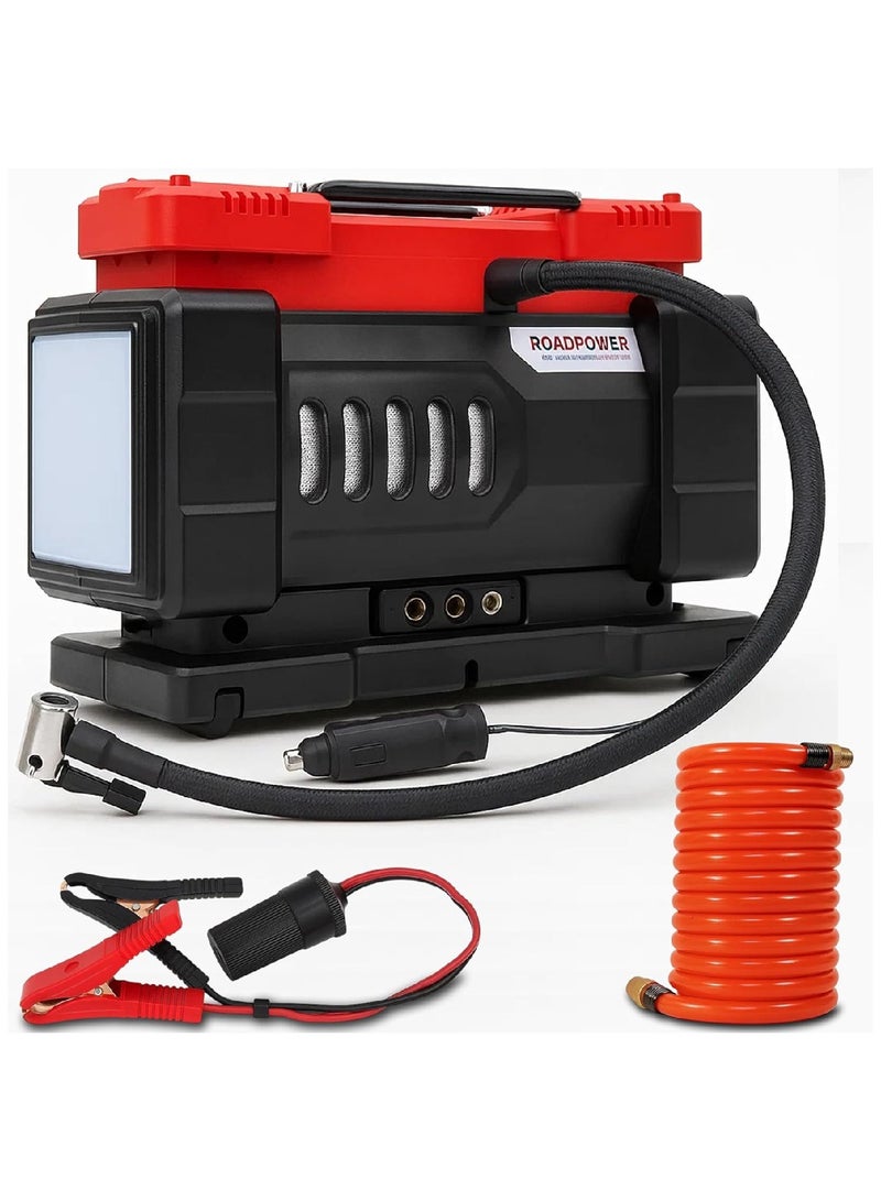 RoadPower Digital Air Pump Double-Cylinder Air Compressor Tire Inflator With Emergency Lighting DC12V/140W 36L/min Compact Air Pump for Car Tires 1150 PSI For Car Truck Bike RP-COM-V50 - Image 2