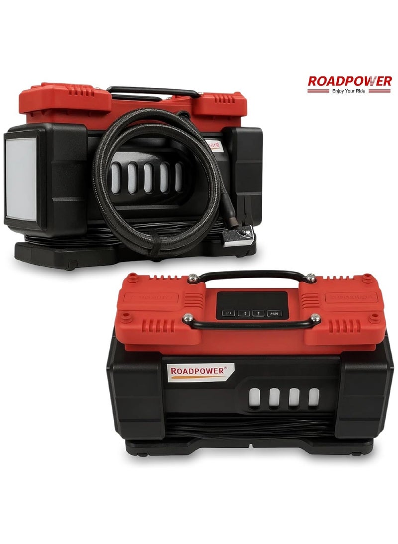 RoadPower Digital Air Pump Double-Cylinder Air Compressor Tire Inflator With Emergency Lighting DC12V/140W 36L/min Compact Air Pump for Car Tires 1150 PSI For Car Truck Bike RP-COM-V50 - Image 5