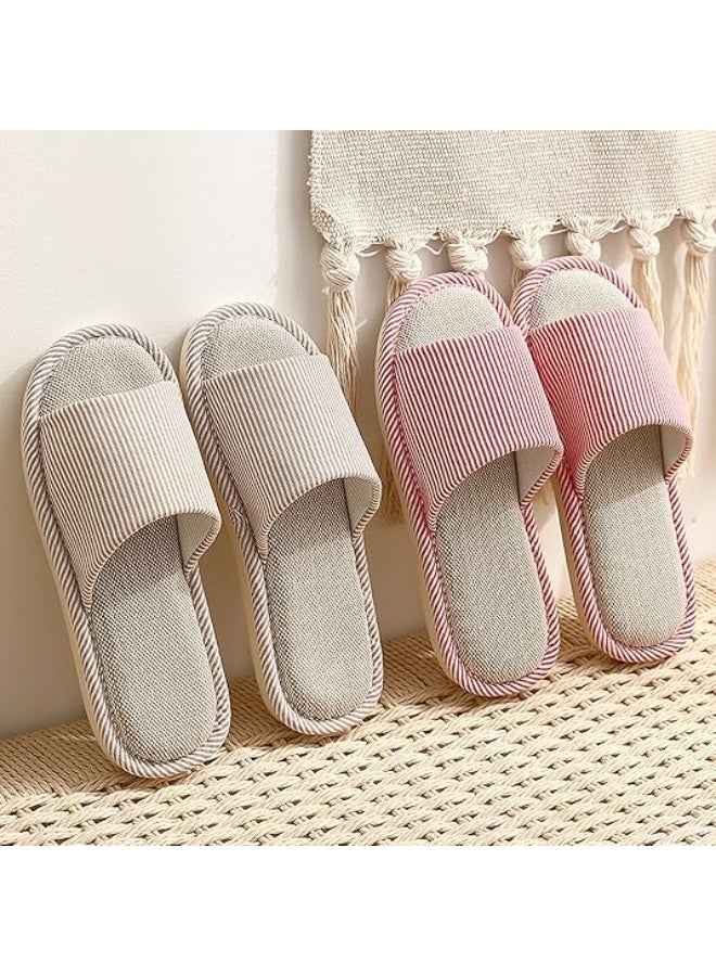 JIJIe Slippers for Women Men Linen Slippers Open Toe House Shoes Summer Sandals for Indoor Outdoor Bedroom - Image 4