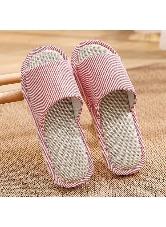 JIJIe Slippers for Women Men Linen Slippers Open Toe House Shoes Summer Sandals for Indoor Outdoor Bedroom - Image 5