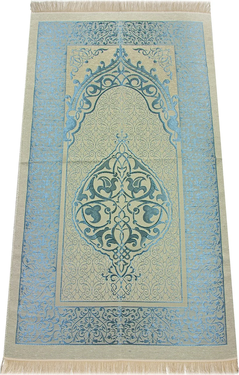 ايهفان Luxury Light Color Ottoman Taffeta Prayer Rug - 0210 - Blue Color