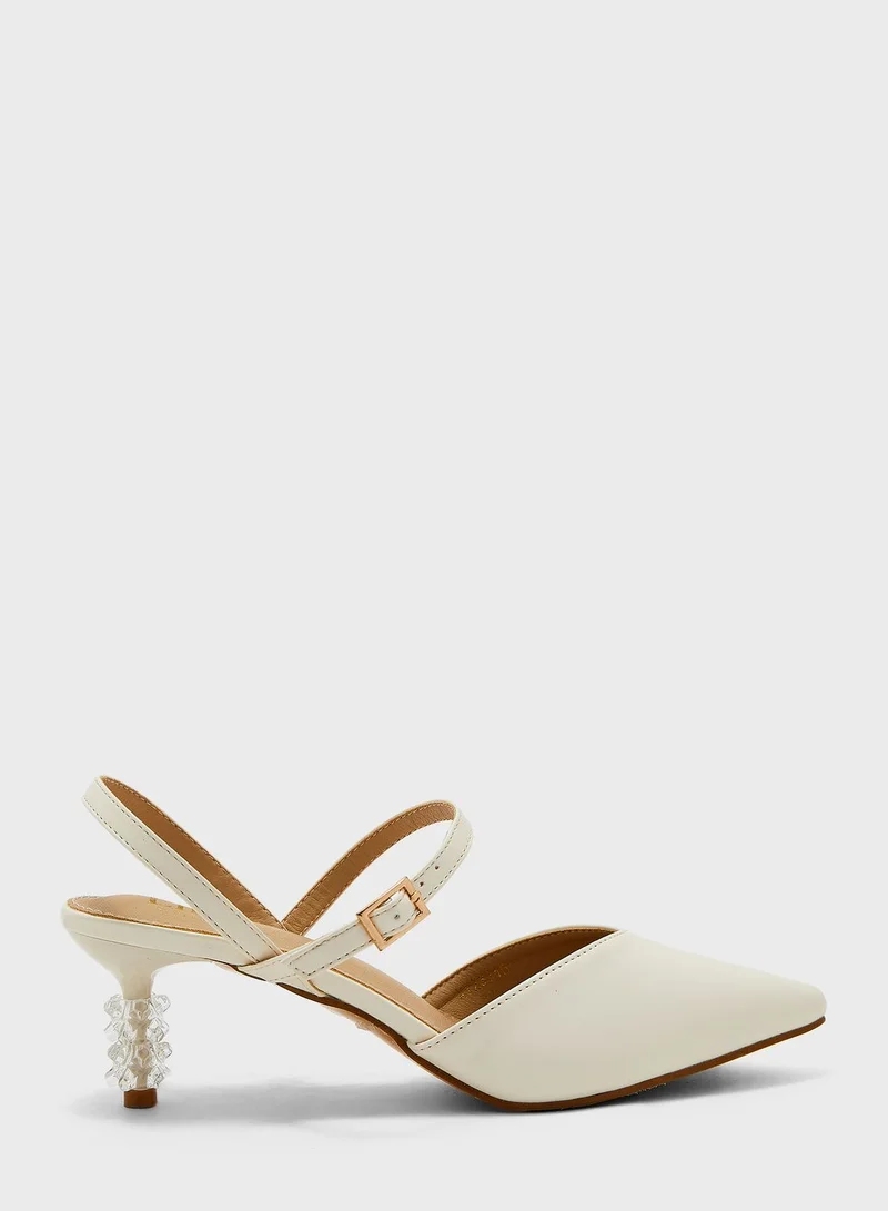 ELLA Clear Heel Slingback Pump