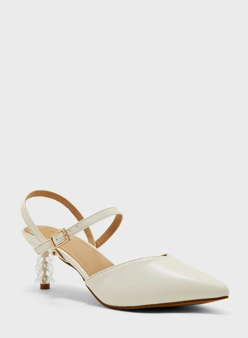 ELLA Clear Heel Slingback Pump