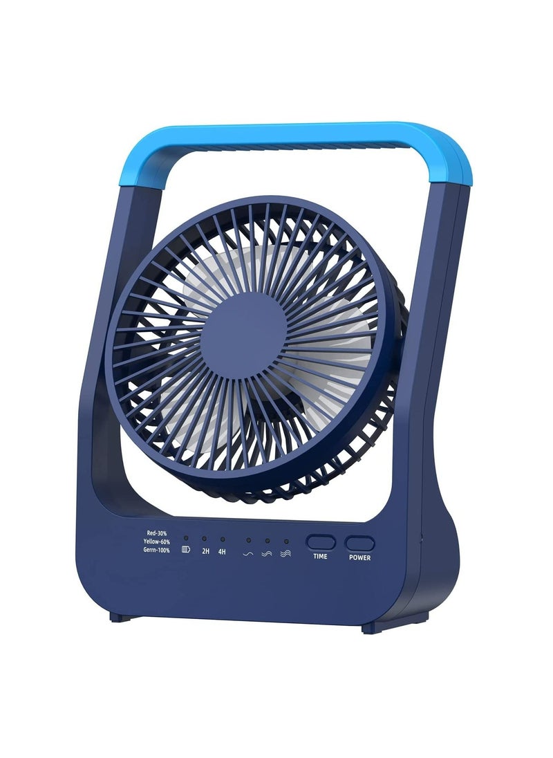 Arabest - Rechargeable Battery Powered Fan, 20000MAh Personal Desk Fan, Portable USB Table Fan, Timer Off Quiet Desk Fan (Blue) - Image 1
