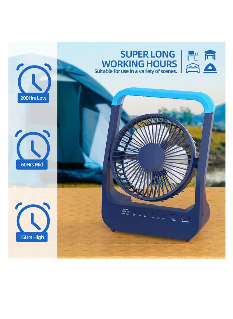 Arabest - Rechargeable Battery Powered Fan, 20000MAh Personal Desk Fan, Portable USB Table Fan, Timer Off Quiet Desk Fan (Blue) - Image 1