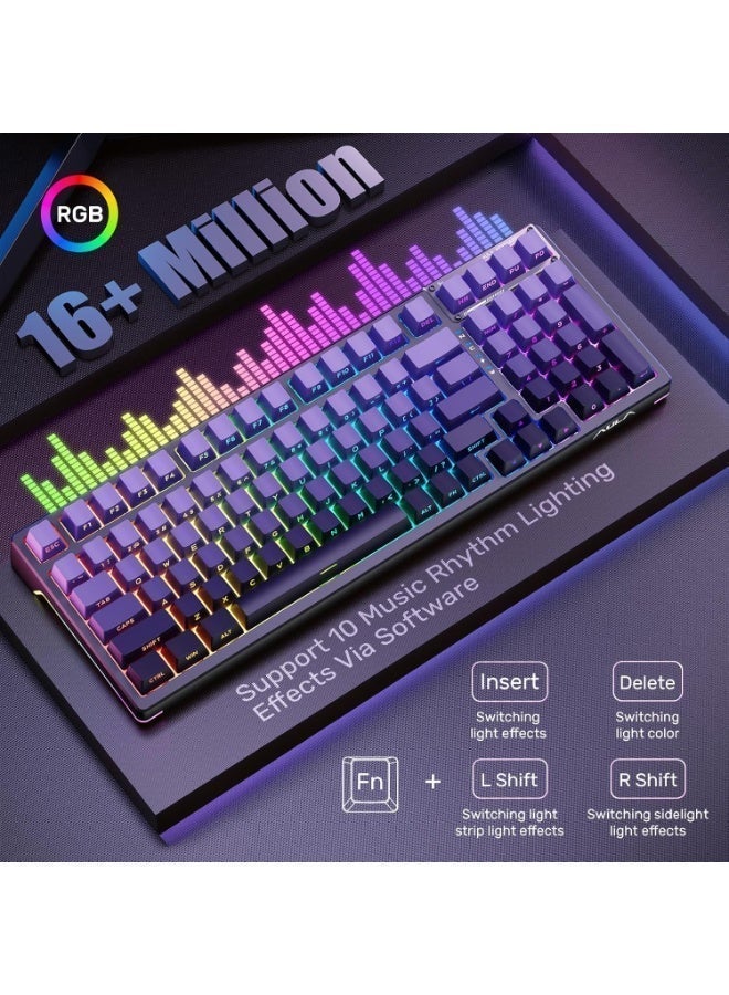 كيبورد ألعاب ميكانيكي AULA 99 مفتاح، قابل للتبديل السريع، هيكل حشية، إضاءة خلفية RGB - Image 4