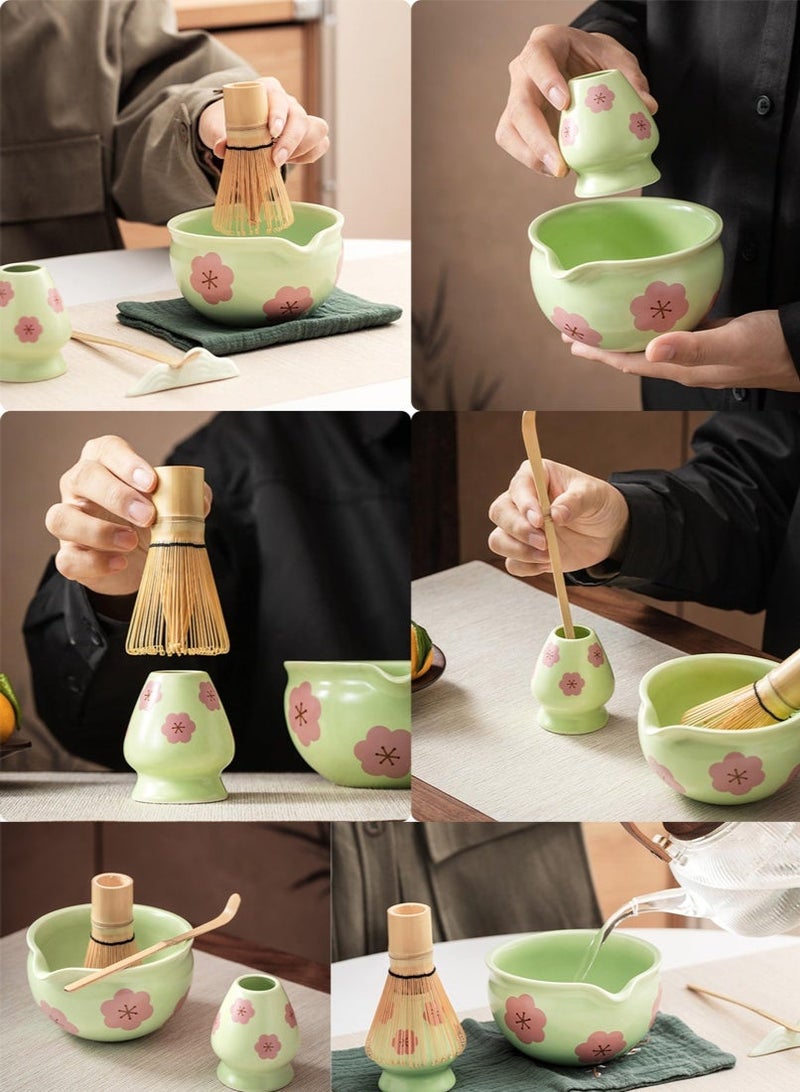 Sahramart 5Pcs Matcha Tea Set, Include Matcha Bowl, Bamboo Whisk, Scoop, Stainless Steel Tea Sifter, Whisk Holder, Matcha Whisk Set, Japanese Matcha Green Tea Coffee Making Kit - Image 4