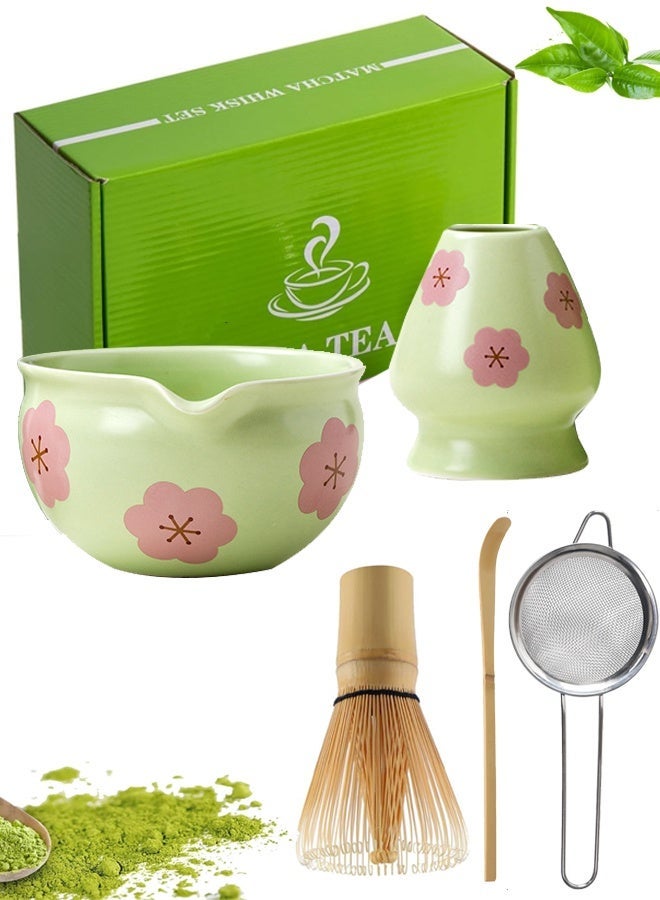 Sahramart 5Pcs Matcha Tea Set, Include Matcha Bowl, Bamboo Whisk, Scoop, Stainless Steel Tea Sifter, Whisk Holder, Matcha Whisk Set, Japanese Matcha Green Tea Coffee Making Kit - Image 2