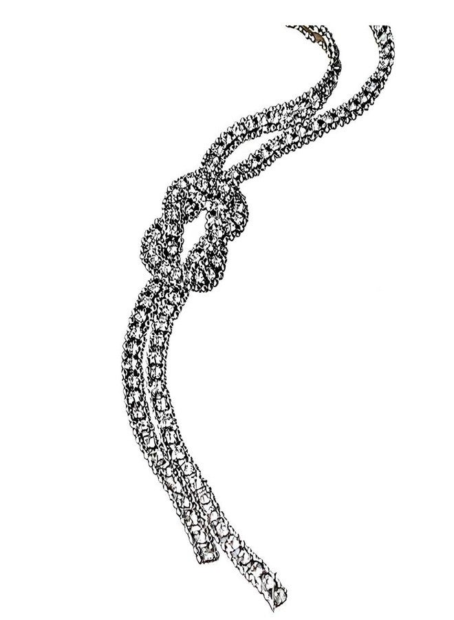 Sither Cathercing Crystal Knot Pendant Long Necklace for Women Sweater Chain Statement Necklace Choker Adjustable Elegant Jewelry Rhinestone Accessories Dressy Collocation Winter Evening Party Wedding - Image 1