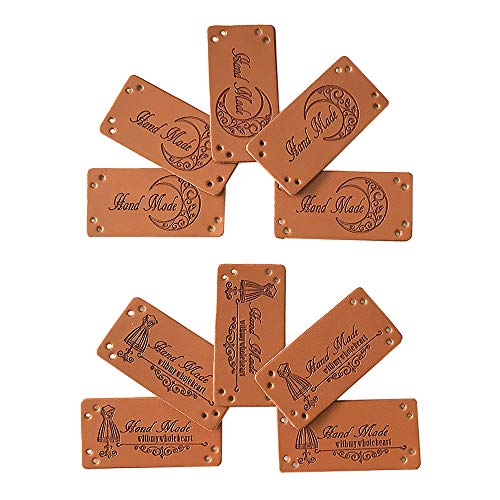 Jurxy 40PCS PU Leather Label Clothing Hand Made Embossed Tag with Holes Embellishment Knit DIY Accessories for Jeans Bags Shoes Hat – 2x4cm - Image 5