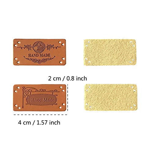 Jurxy 40PCS PU Leather Label Clothing Hand Made Embossed Tag with Holes Embellishment Knit DIY Accessories for Jeans Bags Shoes Hat – 2x4cm - Image 2