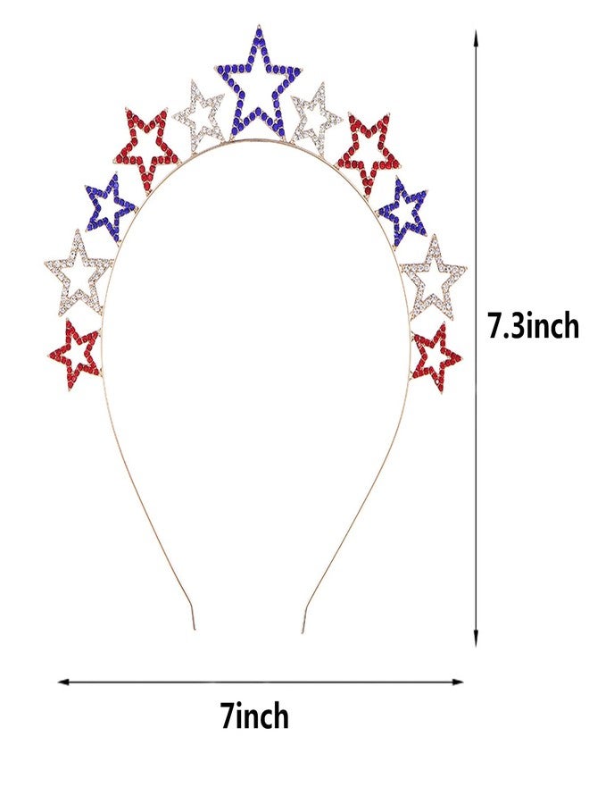 سوتشات طوق رأس سوتشات مزين بأحجار الراين، طوق رأس وطني مزين بنجمة كريستالية، مناسب لحفلات عيد الاستقلال. - Image 3