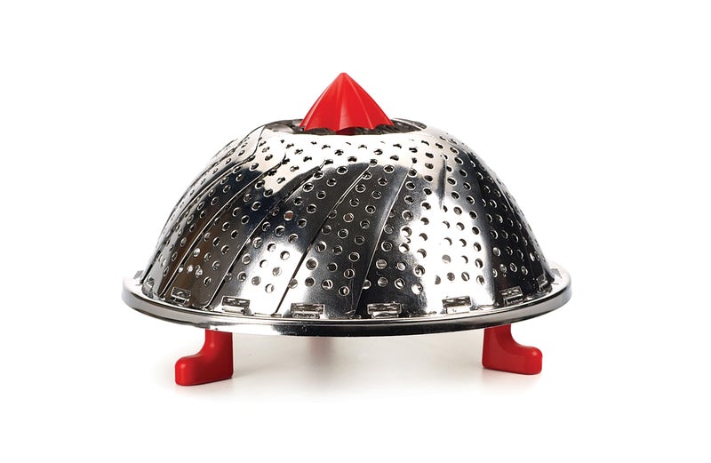 RSVP International Endurance Kitchen Collection Expandable Vegetable Steamer 9inch Silicone Feet Stainless Steel