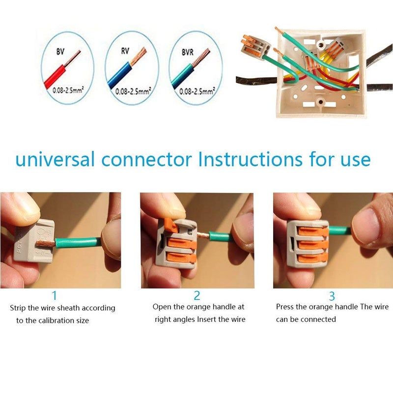 UOHGDPY Lever Wire Connectors,Wire Connector,Assortment Pack Conductor Compact Wire Connectors?- (50 Pack, 2 Port) - Image 3
