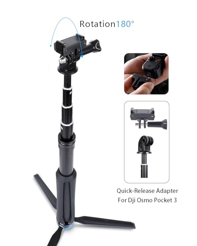 Leenconghui 32" Selfie Stick with Quick-Release Adapter for DJI Osmo Pocket 3, Tripod Stand Extension Pole Monopod for DJI Pocket 3 Accessories - Image 2