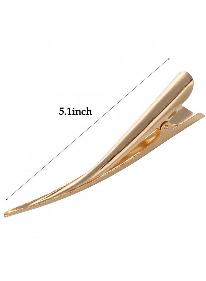 LONEEDY 10 Pack Duckbill Hair Clips with Teeth, Metal Alligator Curl Clips with Holes for Hair Styling, Non-slip Hair Barrettes Hair Grip DIY Accessories (Large, Gold) - Image 2