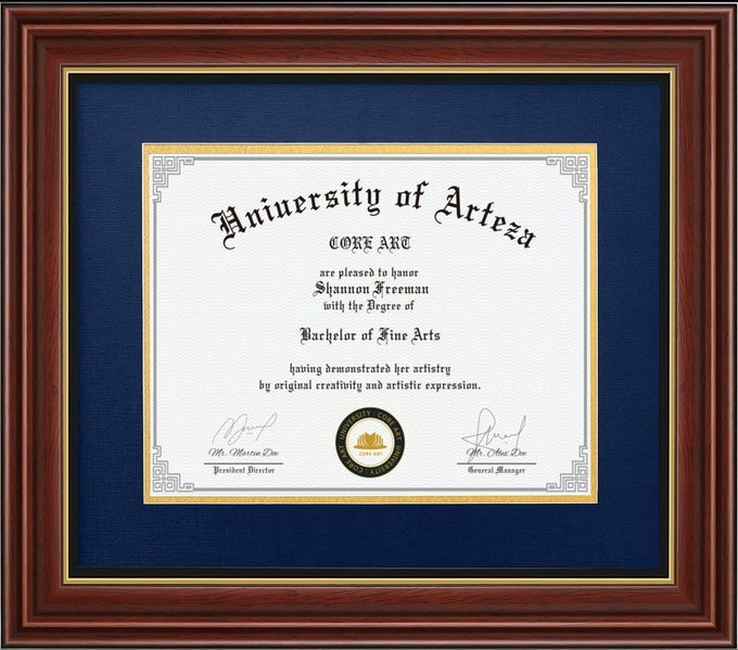 Diploma Frame Display 11x14 Documents with Navy Mat or 15x18 Pictures without Mat Real Wood Wall Frame with Tempered GlassChocolate Brown