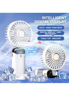 Laravel Portable Handheld Fan,Mini Foldable Desk Fan,USB Rechargeable Fans with 5 Speeds,Battery Operated Mini Handheld Fan with LED Display for Home Office Travel (White)  - Image 3