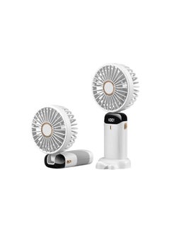 Laravel Portable Handheld Fan,Mini Foldable Desk Fan,USB Rechargeable Fans with 5 Speeds,Battery Operated Mini Handheld Fan with LED Display for Home Office Travel (White)  - Image 1