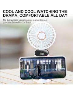Laravel Portable Handheld Fan,Mini Foldable Desk Fan,USB Rechargeable Fans with 5 Speeds,Battery Operated Mini Handheld Fan with LED Display for Home Office Travel (White)  - Image 2