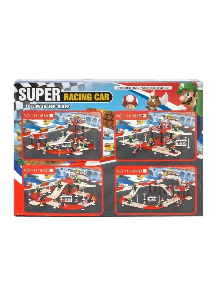 Mario Super Racing Car Playset – Cartoon Racing Track Toy with Character Cars for Kids - Image 2