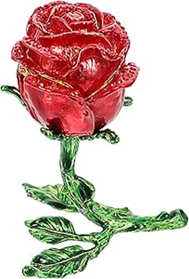 Rose Flower Jewelry Box Decorative Alloy Storage Organizer For Bracelet Earrings - Image 1