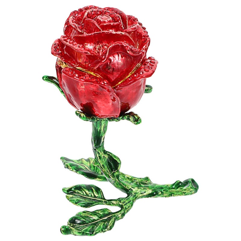 Rose Flower Jewelry Box Decorative Alloy Storage Organizer For Bracelet Earrings - Image 2