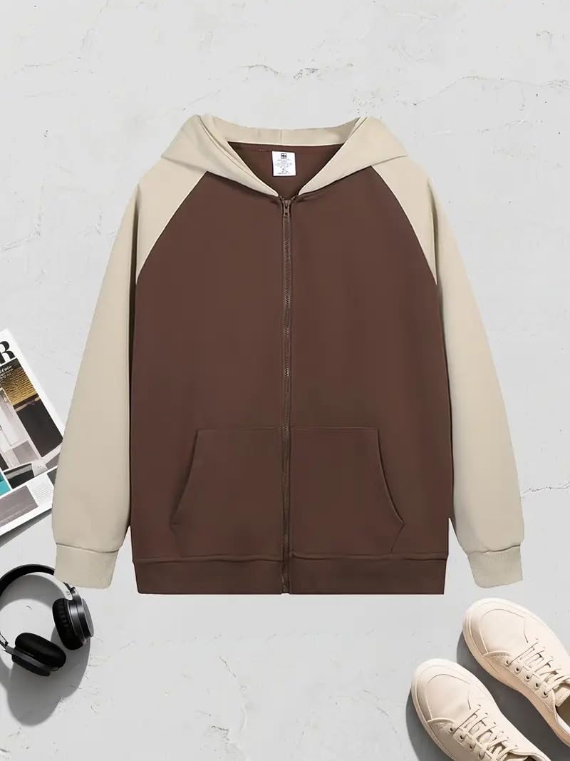 Celary Men's Colorblock Hoodie||Zip-Up Sweatshirt with Pockets ||Casual Cotton Blend Jacket for Men || Hoodie for Mens - Image 3