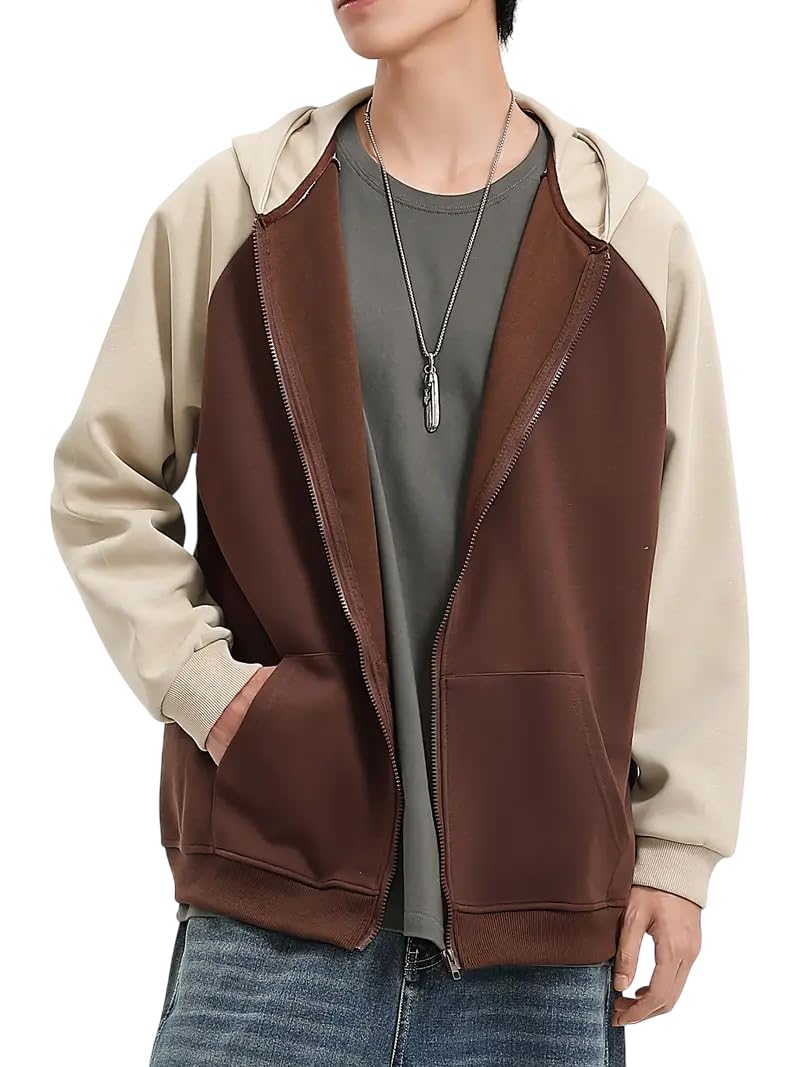 Celary Men's Colorblock Hoodie||Zip-Up Sweatshirt with Pockets ||Casual Cotton Blend Jacket for Men || Hoodie for Mens - Image 1