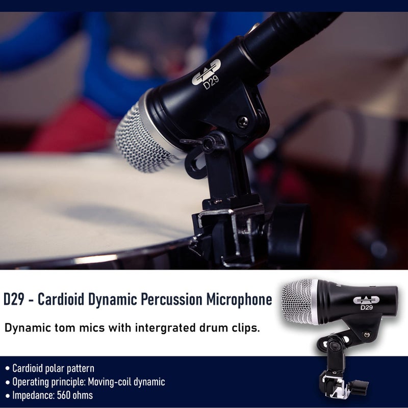 Cad Audio Stage7 Premium 7-Piece Drum Instrument Mic Pack with Vinyl Carrying Case + 7 On Stage Microphones Cables, 20 Feet, XLR - Image 5