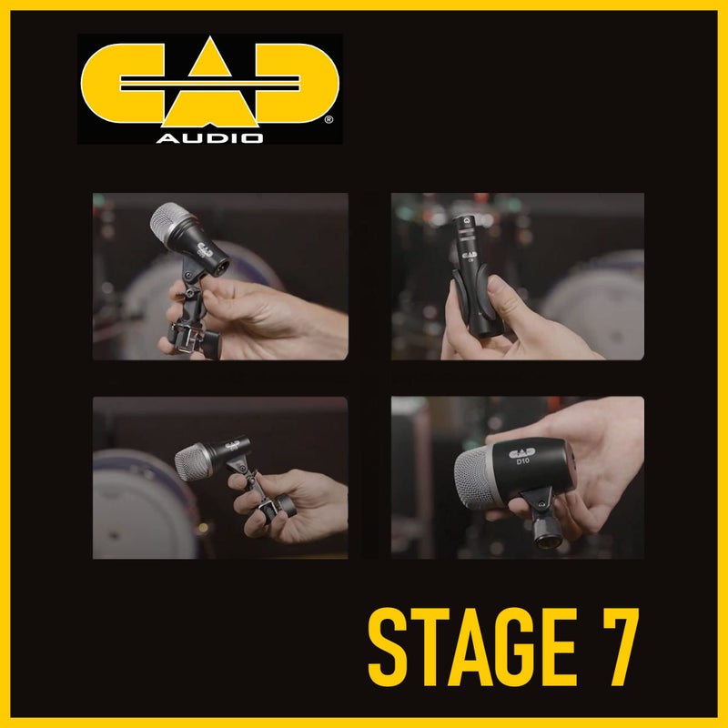 Cad Audio Stage7 Premium 7-Piece Drum Instrument Mic Pack with Vinyl Carrying Case + 7 On Stage Microphones Cables, 20 Feet, XLR - Image 2