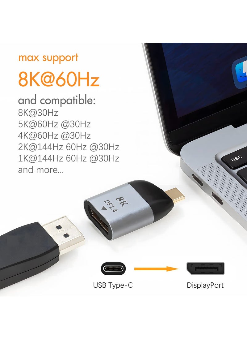 سانموجيد SANMUGEED من USB C إلى DP 1.4 DisplayPort 8K 60 هرتز، محول USB من النوع C إلى DisplayPort متوافق مع MacBook و iPad Pro وهاتف/لوحة الأندرويد  - Image 4