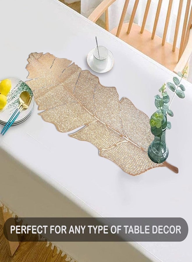 MONKDECOR Table Runner | Coffee Table Runner | Center Table Runner | Dining Table Runner | Kitchen Runner | Leather Runner for Party, Wedding, Family Dinners | Patta | Golden - Image 5