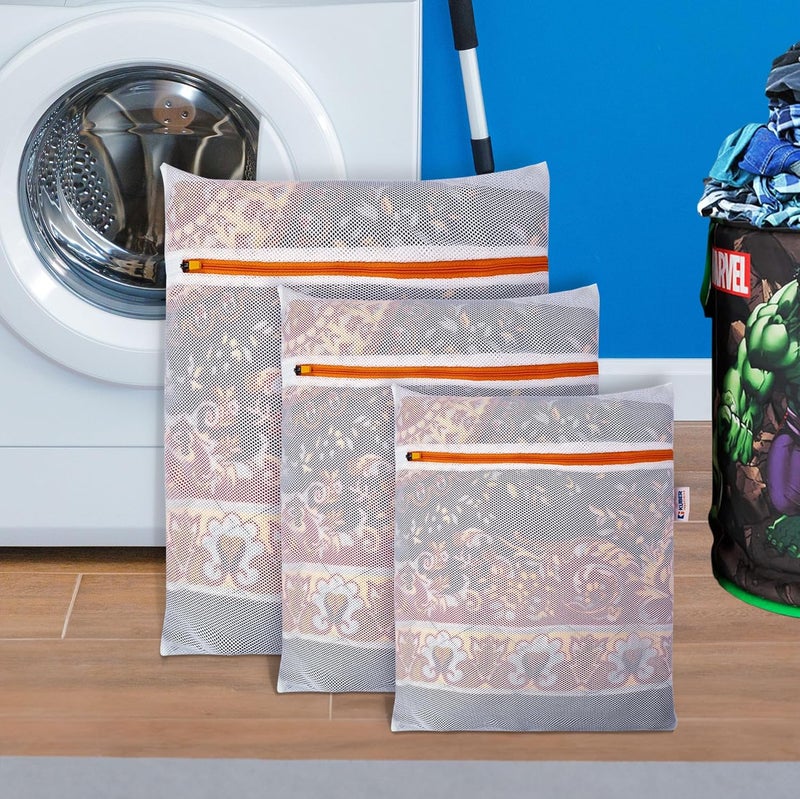 Kuber Industries Kuber Industries Laundry Washing Bags 3 Piece Set Washing Bags for BlouseBraPantyHosieryLingerieJeans Reusable Mesh Laundry Bags Laundry Storage Bag Clothes Bags White  - Image 1